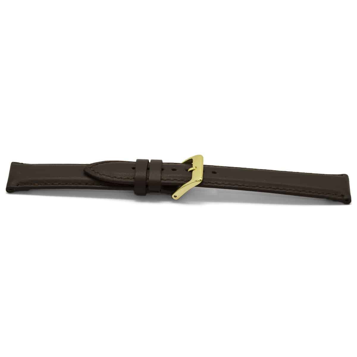 Bruin lederen horlogeband licht gevuld met goudkleurig aluminium gesp.
Kleur band: Bruin
Band dikte: 4.2 - 3.0mm
Band lengte: 75/115mm
Band breedte: 20x18mm
Gesp: Aluminium
Bekleding binnenband: Nubuck
Gestikt: Ja, dezelfde kleur als de band.Pushpin: Exclusief
Hypo allergisch: Ja