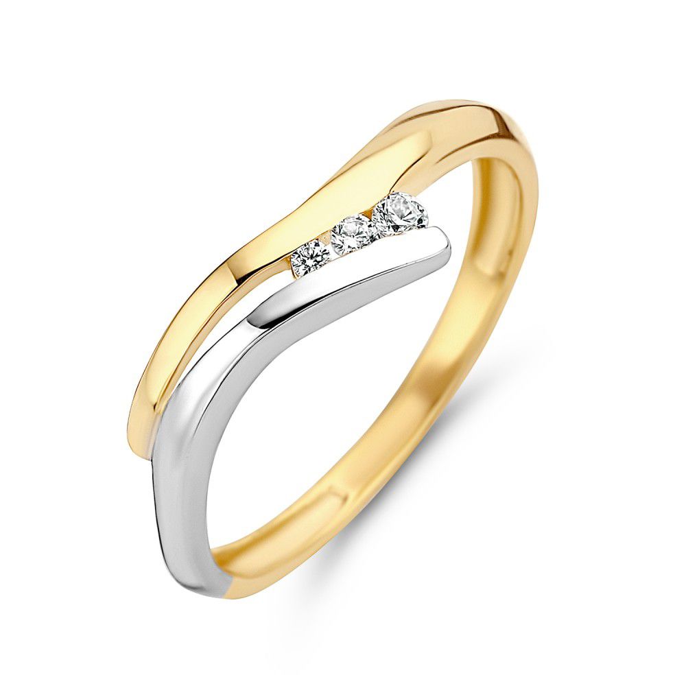 Ring bicolor zirkonia Maat 56