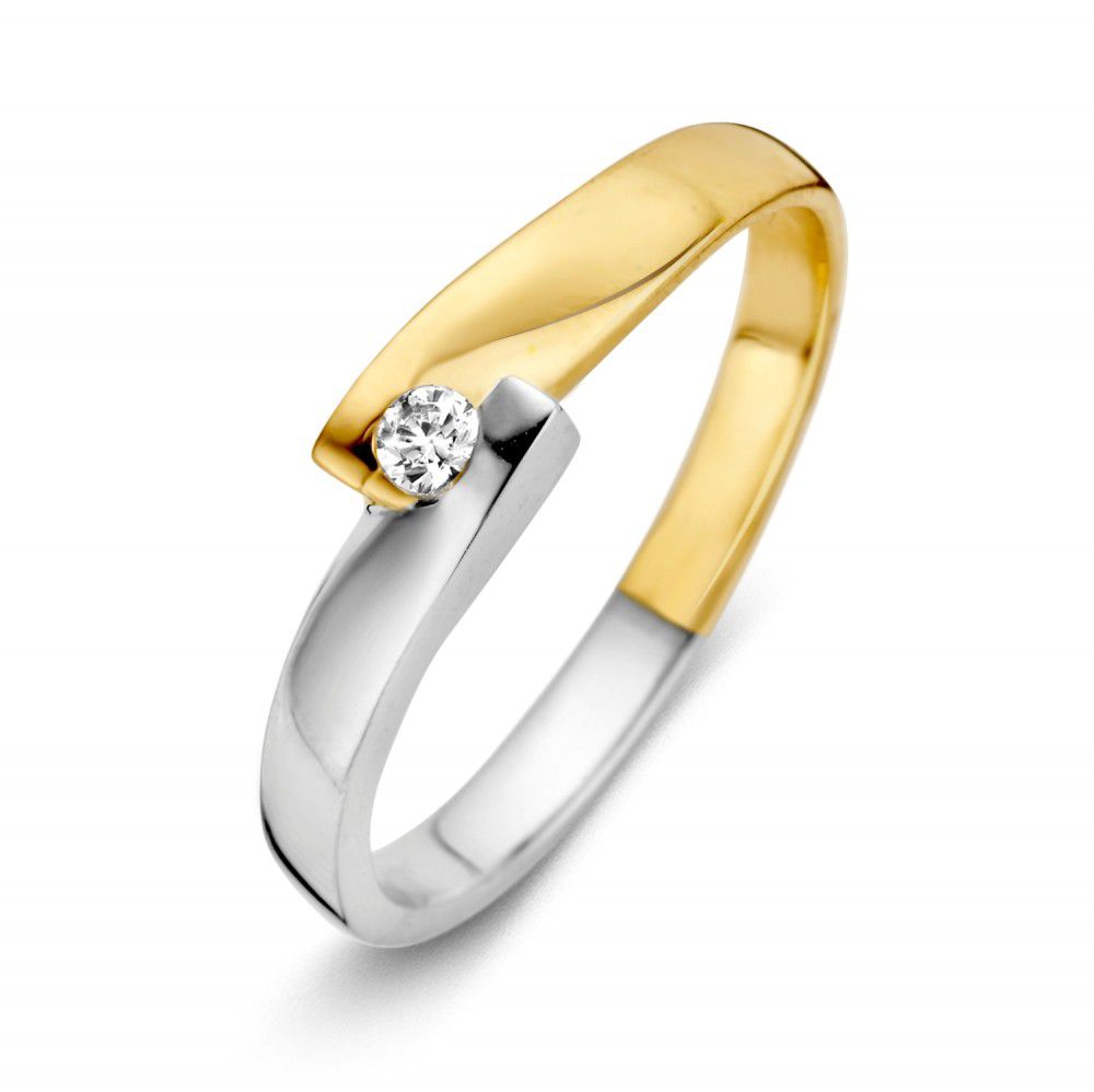 Ring bicolor zirkonia Maat 56