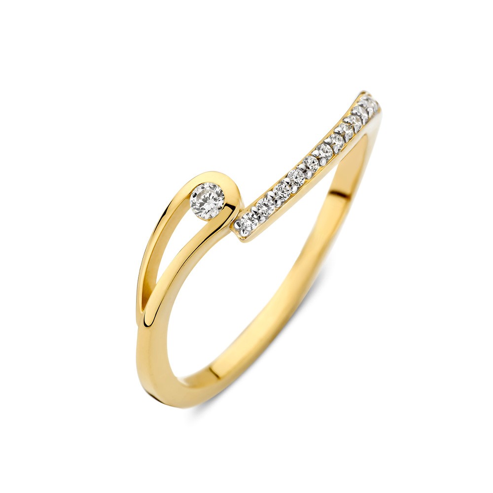 Ring geelgoud zirkonia Maat 56