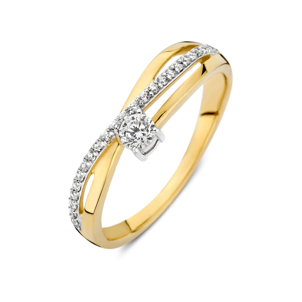 Ring bicolor zirkonia Maat 56
