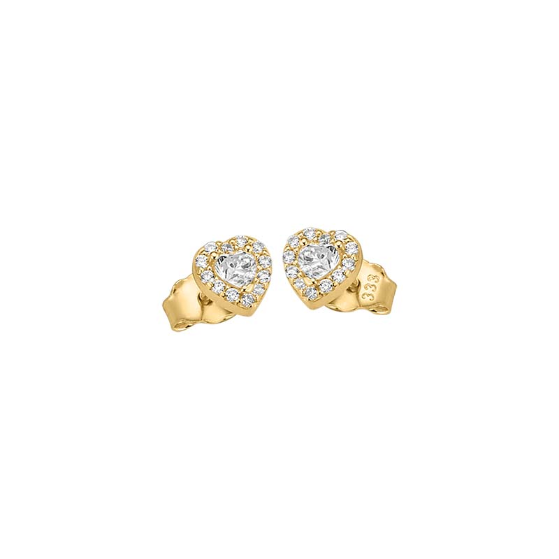 Die Ohrstecker Herz 333 gelb Zirkonia mit der Modellnummer 6-214330-001 sind elegante Schmuckst&uuml;cke aus Gelbgold mit funkelnden Zirkonia-Steinen. Diese hochwertigen Ohrstecker sind ideal f&uuml;r den t&auml;glichen Gebrauch oder besondere Anl&auml;sse. Tragen Sie sie mit hochgestecktem Haar oder einem eleganten Outfit, um den glanzvollen Look zu betonen und die Sch&ouml;nheit der Ohrringe hervorzuheben.