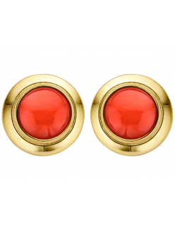 Gouden oorknoppen bloedkoraal 
Diameter: 8MM
SV40-K5-101R-BLKC