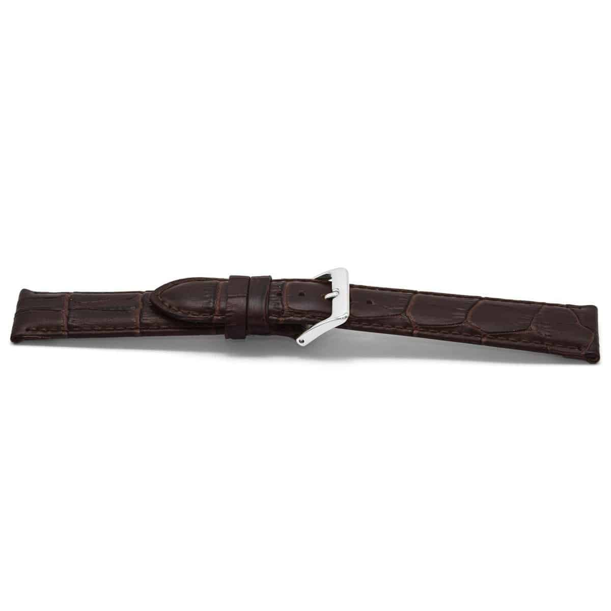 Claudio Calli Horlogeband Leer Croco bruin zilver 20x18mm
