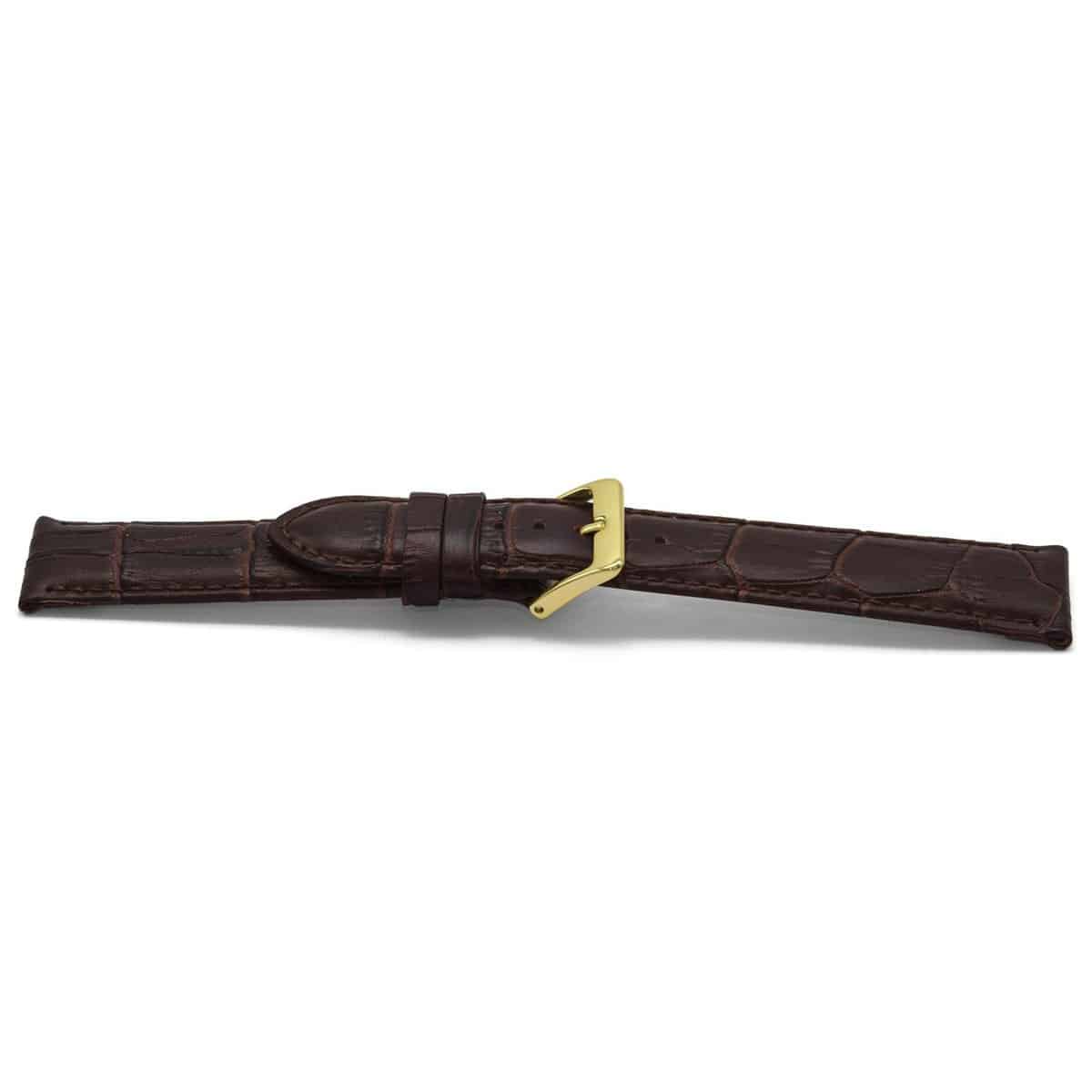 Claudio Calli Horlogeband leer croco bruin goudkleurig 20x18mm