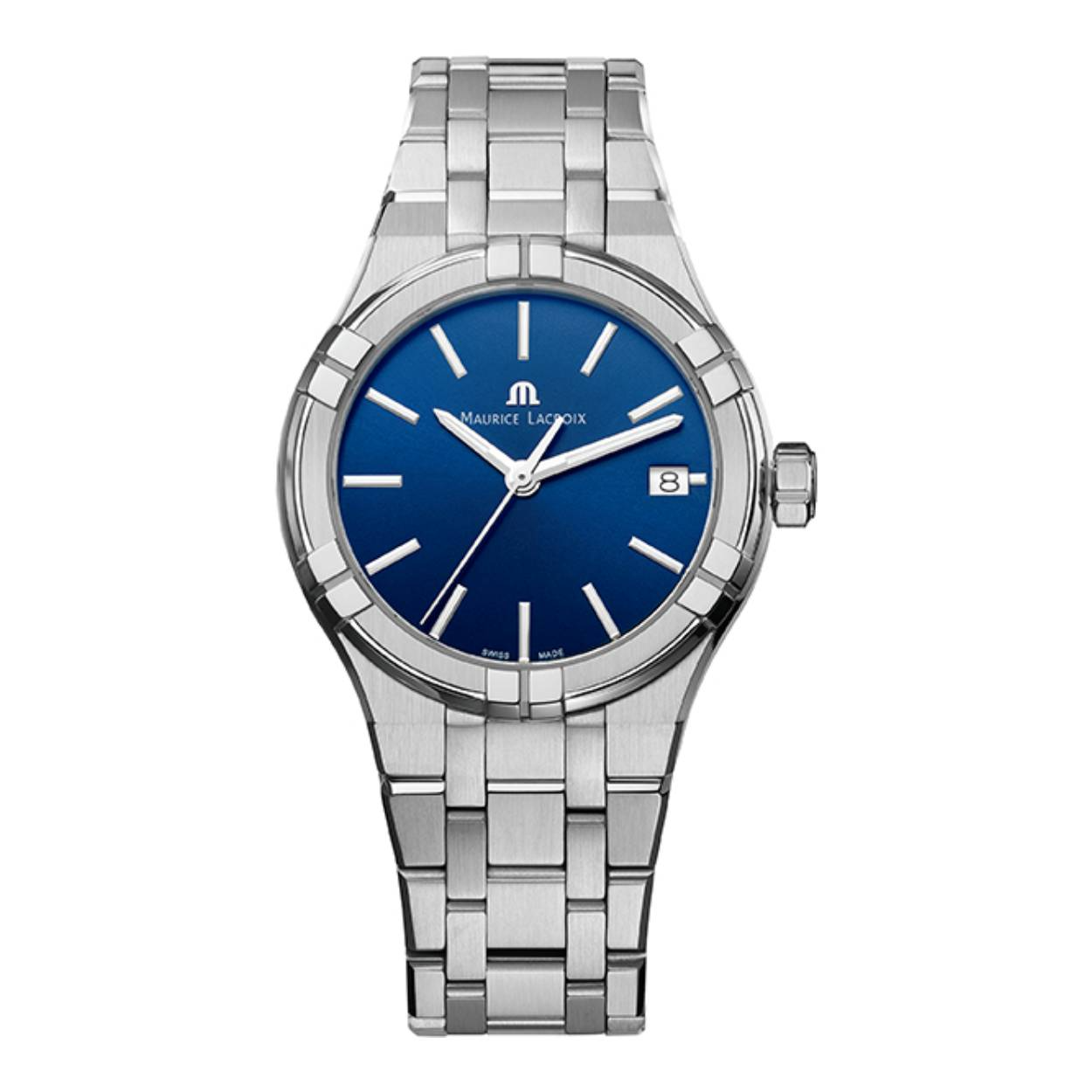 Dit horloge is onderdeel van de Maurice Lacroix Aikon serie, een remake van de iconische Maurice Lacroix Calypso uit de jaren 90. Het zijn sportieve horloges, die in &eacute;&eacute;n oogopslag herkenbaar zijn vanwege hun stijlvolle design en prominent aanwezige lunet. Dit model is uitgevoerd met een platte edelstalen horlogekast (40 mm) en bijpassende schakelband met prachtige verfijnde en gematteerde schakels. Op de chique, donkerblauwe wijzerplaat zijn een datumaanduiding en zilverkleurige indexcijfers te zien. Het quartz uurwerk heeft de precisie die we van de uurwerken van Maurice Lacroix gewend zijn. Daarnaast is het Aikon horloge voorzien van een ontspiegelend, krasarm saffierglas, schroefkroon en tot maarliefst 100 meter waterdicht. De AI1108-SS002-430-1 is dankzij zijn moderne, opvallende uitstraling een prachtig en zeer draagbaar horloge.