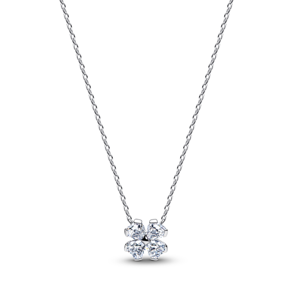 Pandora - Zilveren collier met zirconia klavertje 4 hanger - 394502C01-45