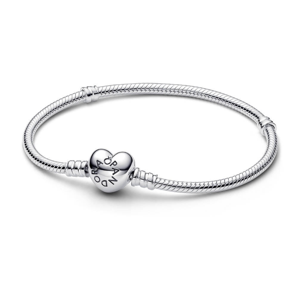 Pandora - Zilveren bedel armband met vernieuwde hartjes clip sluiting 19cm - 594594C00-19