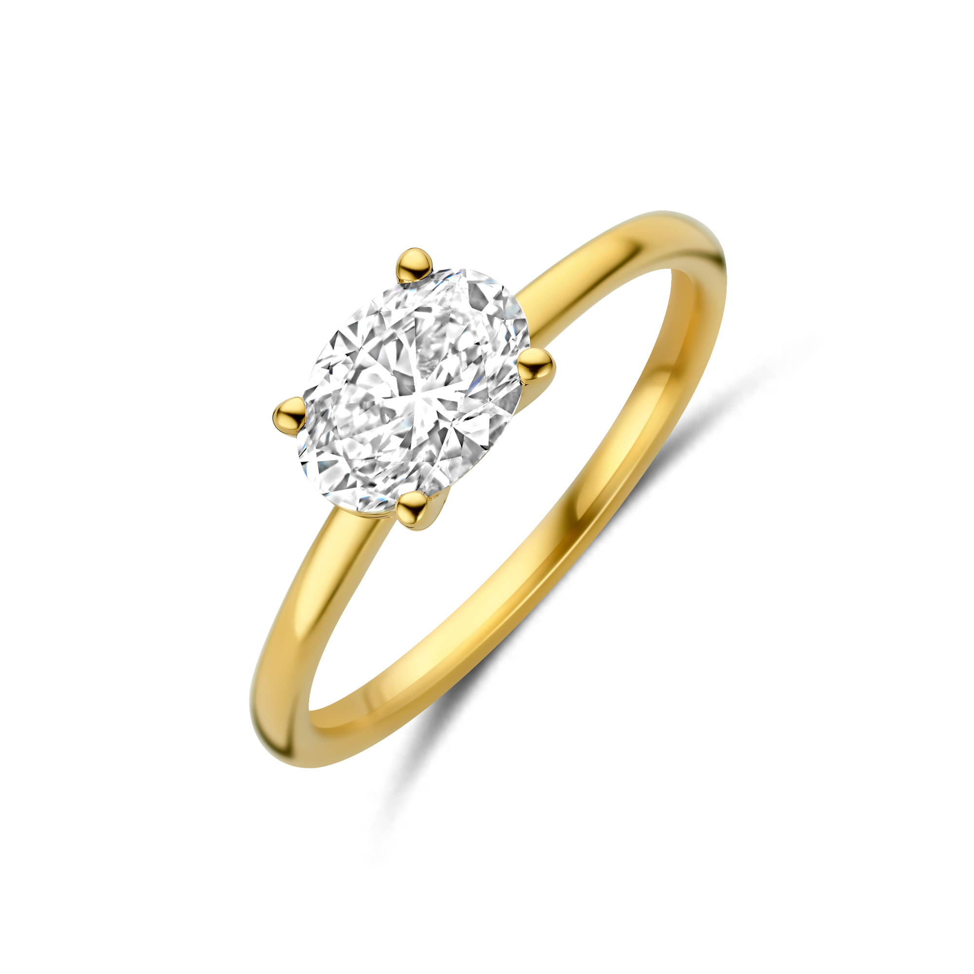 Solitair 18 kt geel goud met labgrown diamant van 1.06 ct