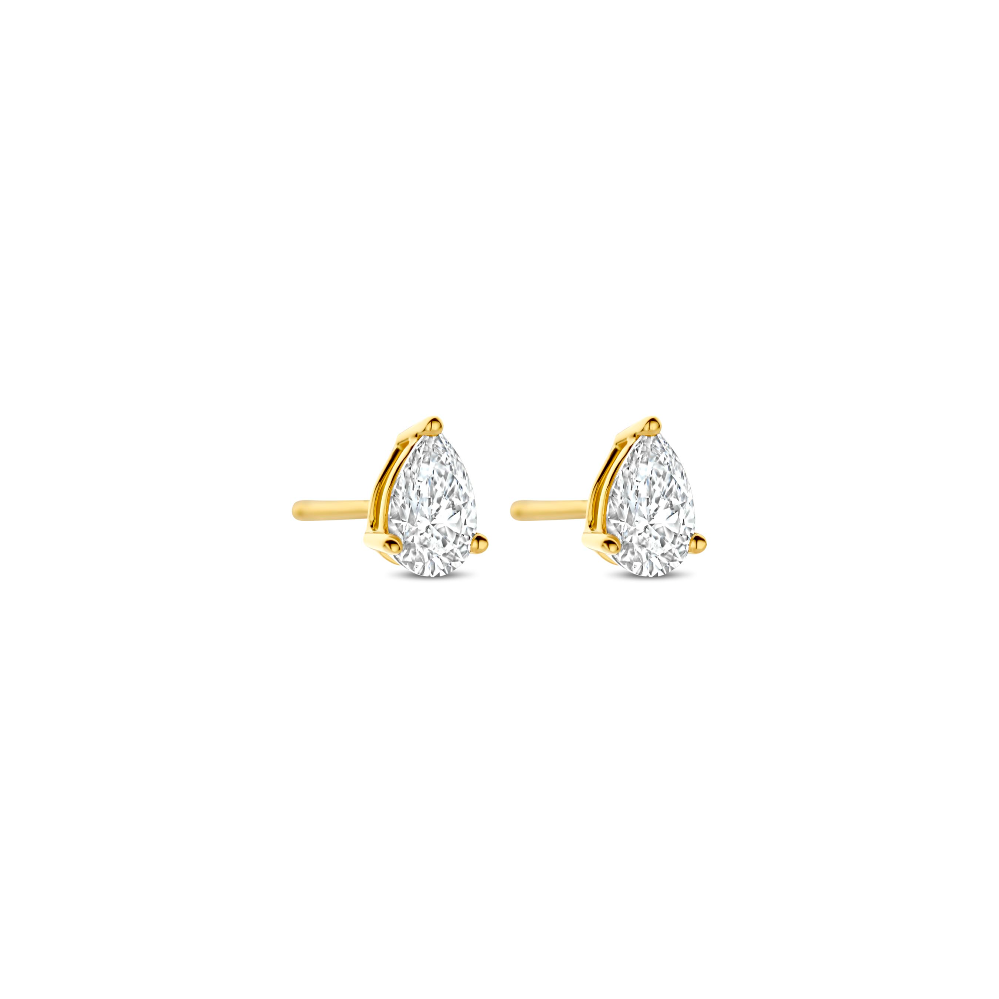 Oorringen geel goud 18 kt met peervormige labgrown diamanten samen 0.65 ct 
