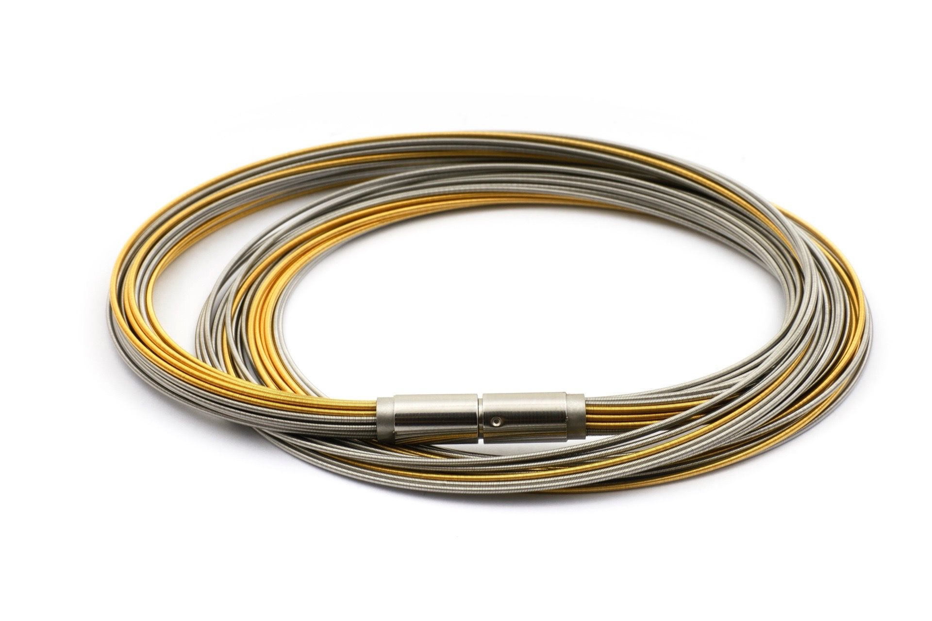 Spiralcollier 7-reihig, Edelst.
bicolor  0,5mm, 42 cm