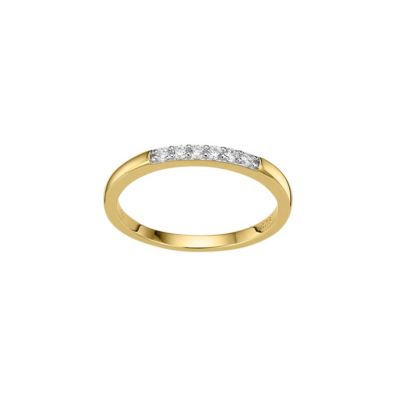 Der Damenring 925 gelb/rhodiniert mit Zirkonia und goldplattiertem Finish bietet eine elegante Design f&uuml;r den Alltag. Er geh&ouml;rt zur Kategorie Schmuck und speziell zu den Ringen mit Zirkonia f&uuml;r normale Anl&auml;sse. Tragen Sie diesen Ring als stilvolles Accessoire, um Ihrem t&auml;glichen Outfit einen Hauch von Eleganz zu verleihen. Perfekt kombinierbar mit l&auml;ssiger oder formeller Kleidung.