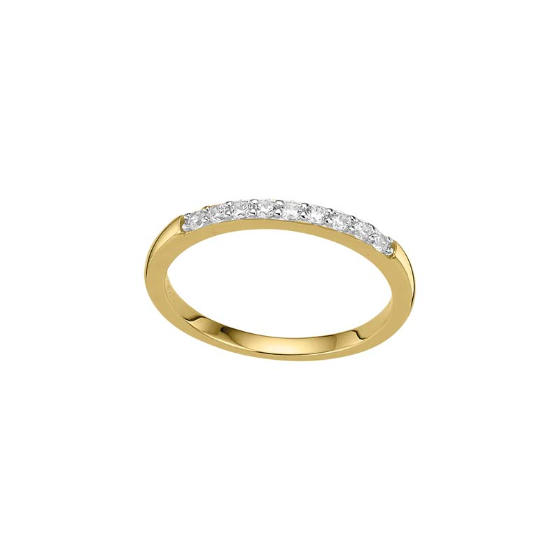 Entdecken Sie den Damenring aus 925er Sterlingsilber, goldplattiert und verziert mit funkelnden, wei&szlig;en Zirkonia-Steinen. Dieses Schmuckst&uuml;ck in Gr&ouml;&szlig;e 52 besticht durch seine elegante, gelbe Erscheinung und eignet sich ideal f&uuml;r den Alltag. Tragen Sie ihn solo oder in Kombination mit anderen Ringen f&uuml;r einen strahlenden Auftritt bei jedem Anlass. Modellnummer: 5-216948-001.