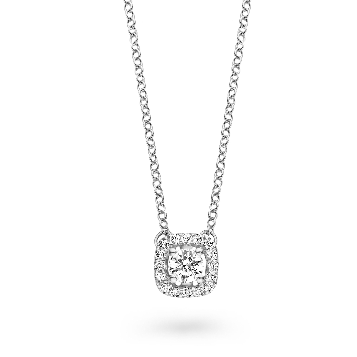 Deze Salina halsketting van One More is een elegante creatie in 18 karaat witgoud met 13 briljant geslepen diamanten 0.165ct.