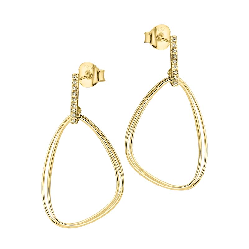 Der Ohrh&auml;nger 925 gelb mit Zirkonia, Modellnummer 5-217004-001, besticht durch seine eleganten mit Zirkonia-Steinen besetzten Ohrstecker. Die goldene Vergoldung verleiht dem Schmuckst&uuml;ck einen luxuri&ouml;sen Touch. Ideal f&uuml;r elegante Anl&auml;sse oder um ein Alltagsoutfit aufzuwerten. Tragen Sie diese Ohrh&auml;nger zu hochgesteckten Frisuren, um die funkelnden Details optimal zur Geltung zu bringen.