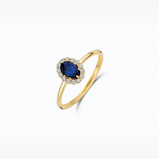 Blush ring lab saffier 0.50 en diamant 0.13crt