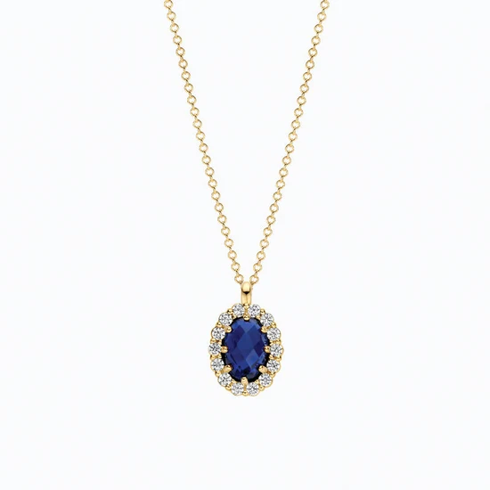 Blush lab collier, 0.5o saffier en 0.13 crt diamant