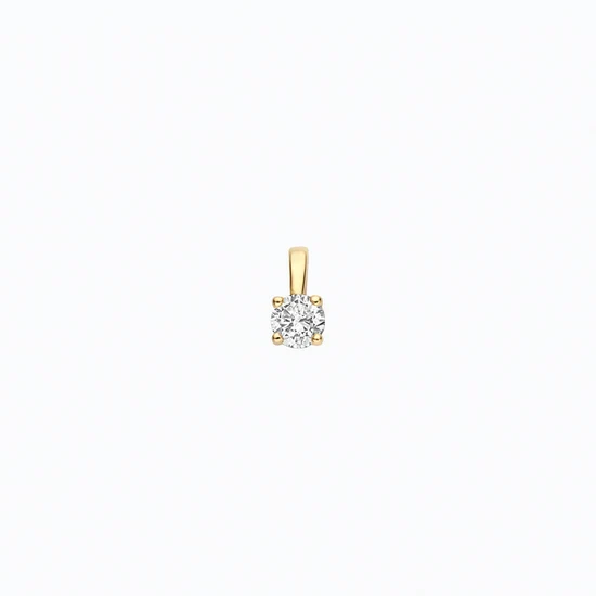 De hanger is in 14 karaat geelgoud met een lab grown diamant van0.20ct