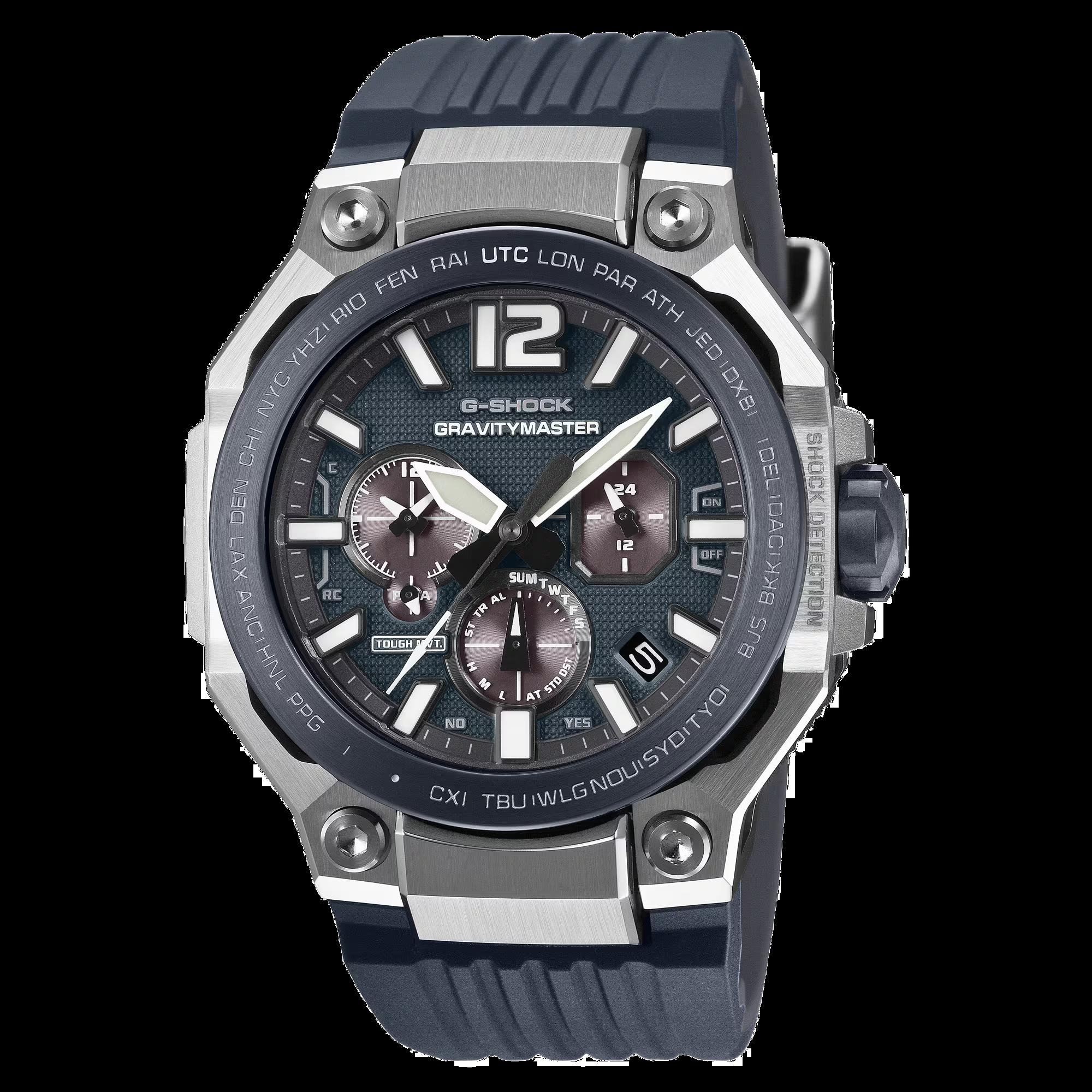 De Casio G-Shock Gravitymaster Blauw (modelnummer GWR-B3000A-2AER) is een robuuste wristwatch met een roestvrijstalen kast, en een blauwe kunststof-siliconen band. Kenmerken zijn onder andere: datumfunctie, zonne-energie, waterdicht tot 20 bar, chronografische multi-indicatie en verlichtingsfunctie. Perfect voor dagelijks gebruik of avontuurlijke activiteiten. Draag het comfortabel om de pols voor een stijlvolle en functionele look.