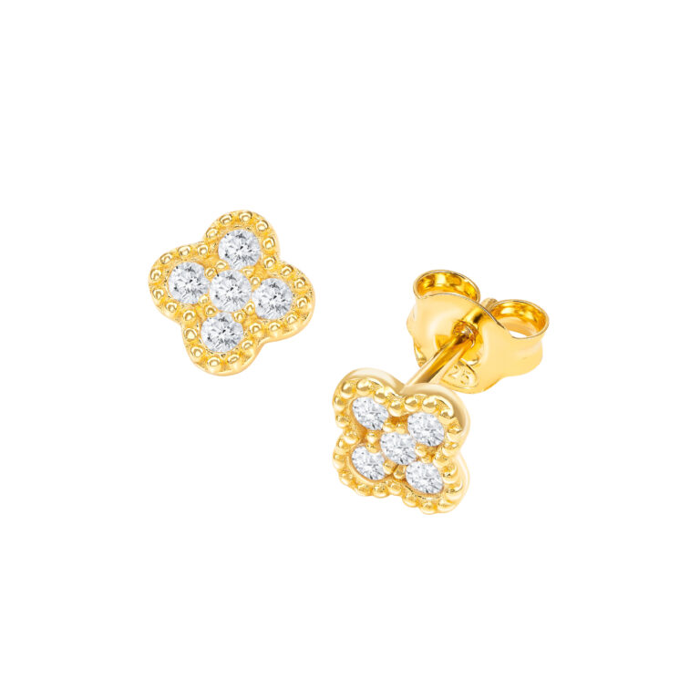 Die Ohrstecker Bl&uuml;te Silber GP Modell 414369 vereinen Eleganz mit hochwertigen Materialien: Gold plattiertes 925er Sterlingsilber, gelbe Farbe und 10 lab-grown Brillanten (0,025 ct, VS1, Farbe E). Perfekt f&uuml;r einen eleganten Auftritt, erg&auml;nzen sie sowohl Tages- als auch Abendgarderoben. Tragen Sie sie alleine f&uuml;r einen subtilen Glanz oder kombinieren Sie sie mit anderen Accessoires.