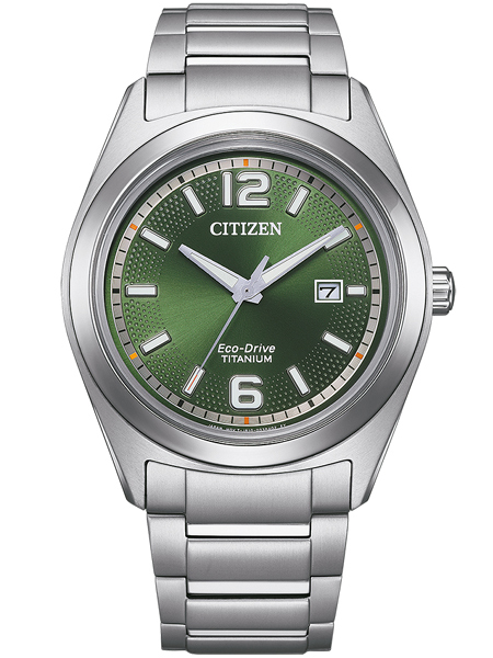 Citizen horloge AW1641-81X Eco Drive heren TI+IP Super Titanium Groen

Citizen AW1641-81X herenhorloge. Een klassiek maar toch sportief horloge met een kast en band van TI+IP Super Titanium en een groene wijzerplaat.
Dit Citizen horloge is voorzien van Eco-drive techniek, waardoor u nooit meer een nieuwe batterij hoeft in te zetten. De accu in het horloge wordt opgeladen door lichtinval op de wijzerplaat. Het horloge heeft een datum aanduiding, mineraal glas en is waterdicht tot 5 atm.

Citizen Eco-Drive TI+IP Super Titanium horloges
TI+IP Super Titanium is de nieuwste generatie Titanium, dat door een gering gewicht en buitengewone bestendigeid reeds in vele sectoren wordt benut.
Gezien de naam, wordt Titanium ook wel &ldquo;Metal of the Gods&rdquo; genoemd. Dankzij de speciale IP oppervlaktebehandeling zijn de titanium horloges van Citizen met 1000 &ndash; 1200 Vickers vijf maal harder dan het pure titanium.
5 x Harder dan normaal Titanium &ndash; 40 % Lichter dan staal en is Anti-Allergisch!