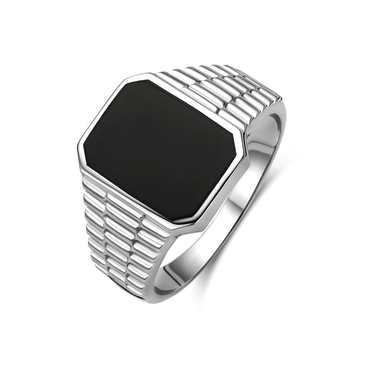 Zilveren herenring met onyx