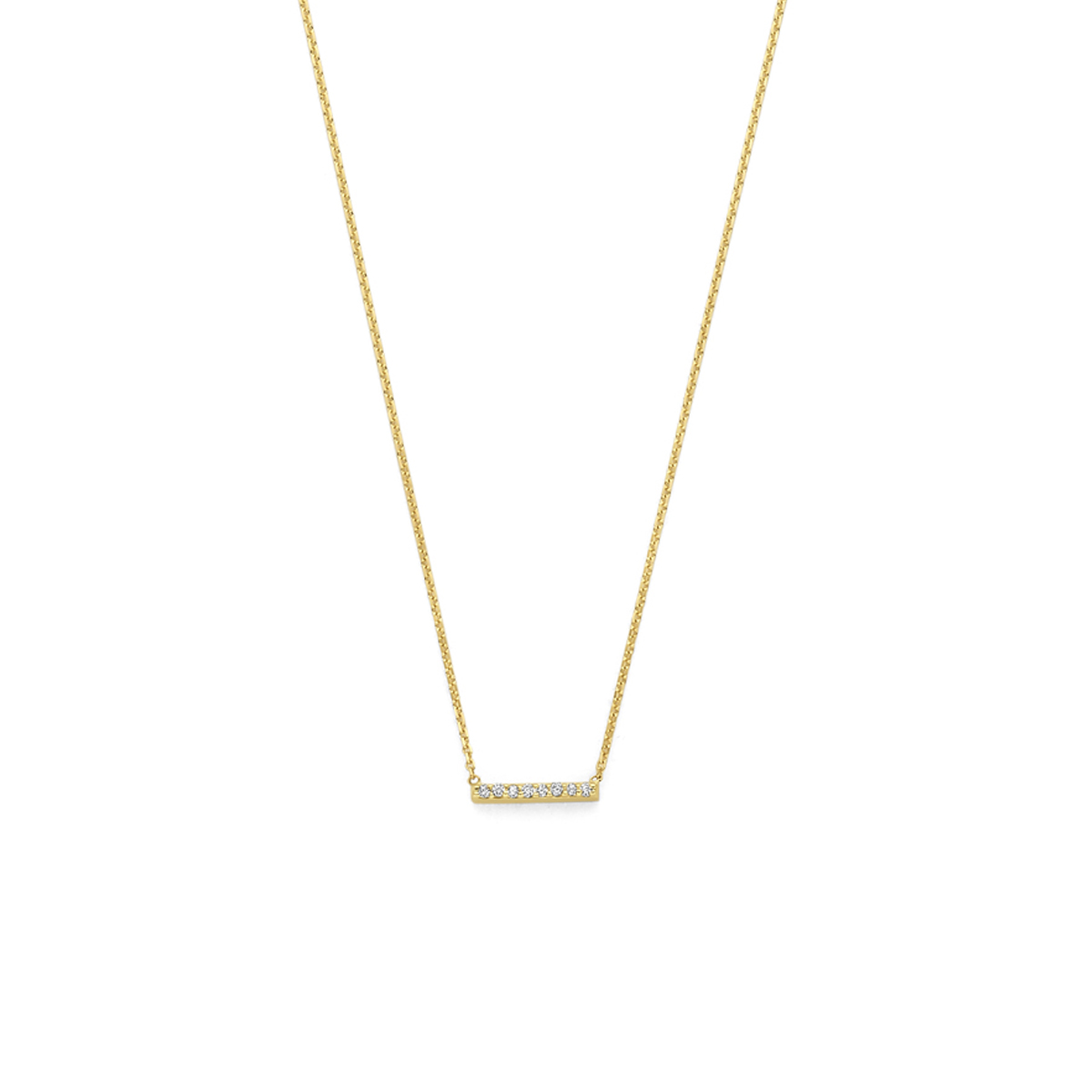 Huiscollectie -14k Geelgouden collier uitgevoerd met lab grown diamant. Het collier heeft een lengte van 40+2+2cm en een schakelbreedte van 0.8mm. Het totale diamantgewicht is 0.04ct. - 4036018