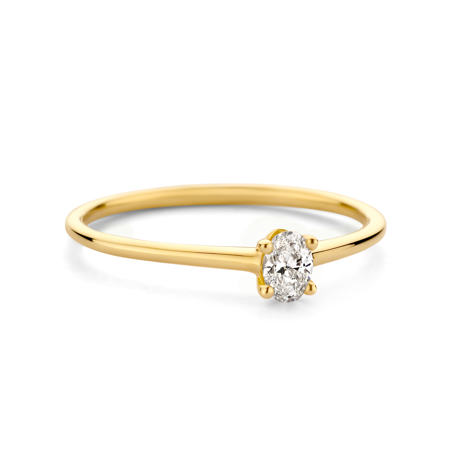 Blush lab diamonds - 20th Anniversay Collectie, 14kt geelgouden damesring bezet met 1 ovaal geslepen labgrown diamant - LG1078Y/54