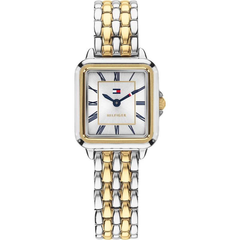 Tommy Hilfiger dames pols horloge staal met stalen band uit de Mia Collectie. 3 ATM waterdicht.