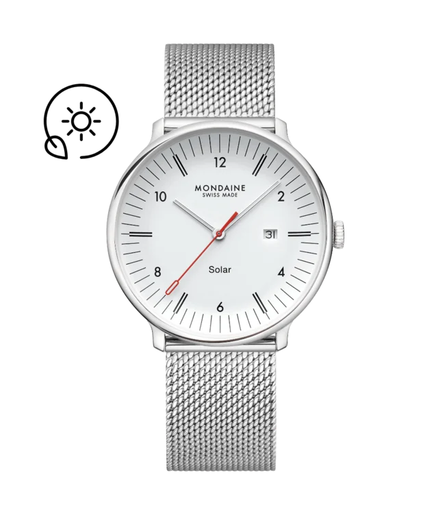 Solar horloge: wordt opgeladen door licht, zowel zonlicht als kunstlicht. De energie wordt opgeslagen in een oplaadbare accu. Bij normaal gebruik kan zo&rsquo;n accu vaak jaren meegaan.