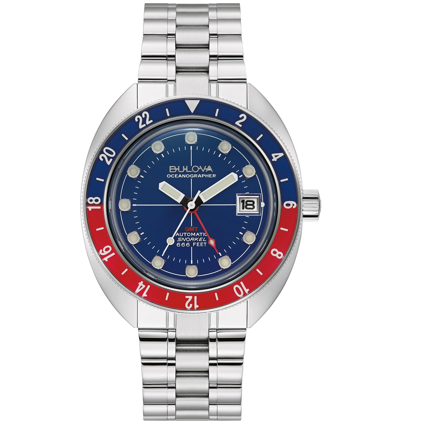 Bulova - Oceanographer, Automaat, GMT, Diver "Snorkel", 200 meter WR, Saffierglas - 96B405
