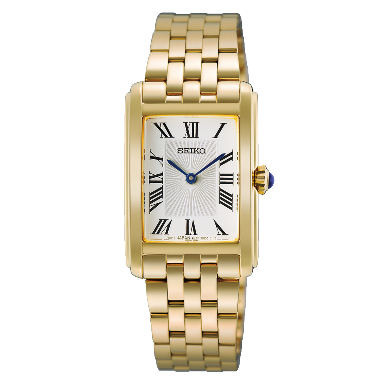 Dit is een horloge van het merk Seiko. Het is een analoog horloge gemaakt van staal. De diameter van de kast is 22.2 mm en de kast is 7.18 mm dik.
De verdere specificaties van het horloge zijn als volgt:
Kastvorm: tonneau
Kastkleur: goudkleurig
Kastmateriaal: staal
Bandbreedte: 16 mm
Sluiting: vouwsluiting met drukker
Wijzerplaatkleur: zilverkleurig
Glassoort: hardlex glas
Waterdichtheid: 5 ATM
Techniek: quartz