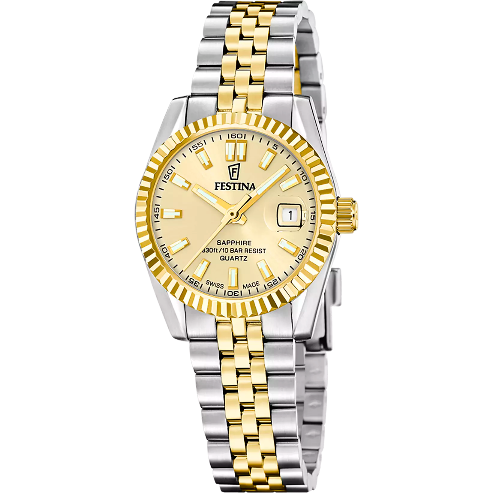Festina - Staal bicolor dames horloge 28.5mm Quartz, 100 meter WR, Saffierglas - F20088/2