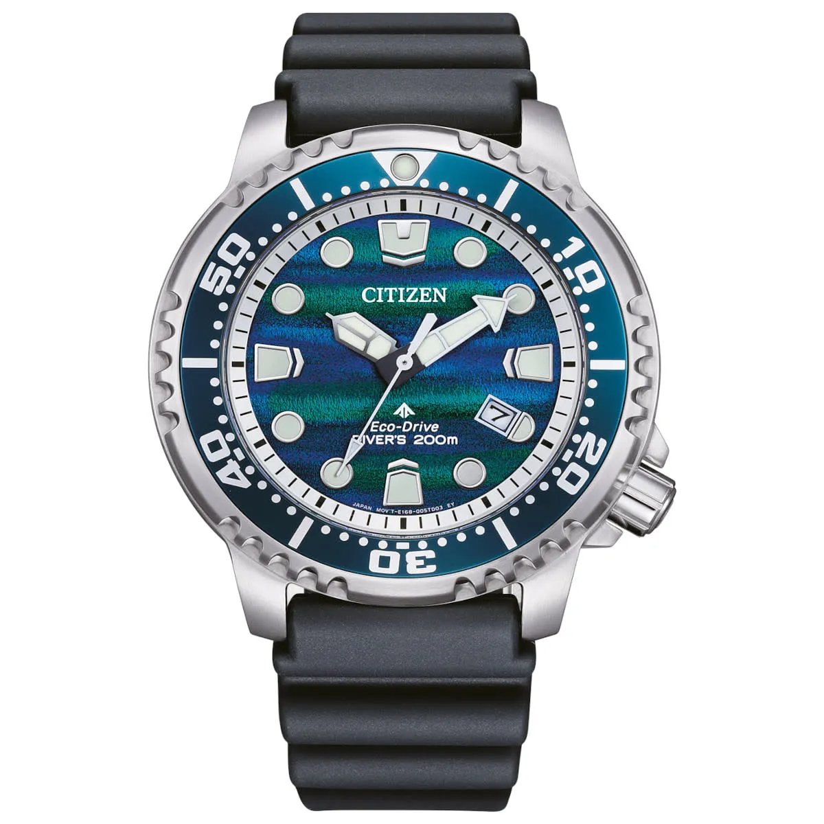 Citizen - Limited Edition 8700 stuks wereldwijd, Blue Ocean 50th anniversary, Eco-Drive, Cal: E168, Diver, Staal heren horloge met urethaan band, Spec. Dial, 200meter WR, Mineraalglas - BN0167-09W