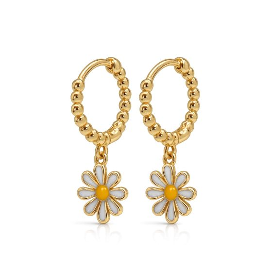 Karma Jewelry Hinged Hoops Fleur Flower Goldplated