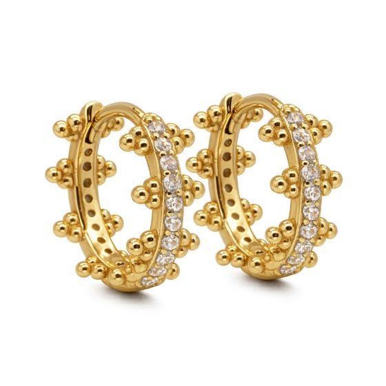 Karma Jewelry Hinged Hoops Anny Zirconia 14MM Goldplated