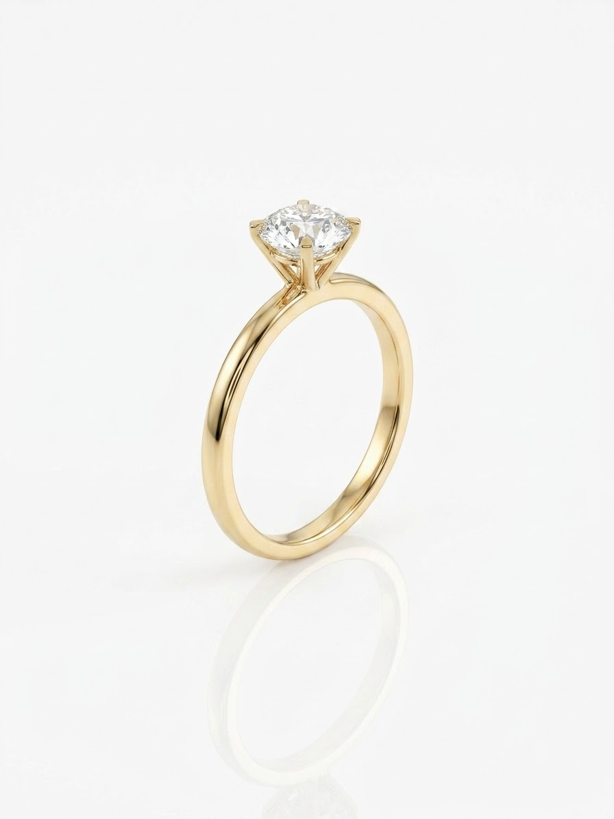 Eeen 18karaat geel gouden verlovingsring met een lab grown briljant van 0.53ct D/VVS1