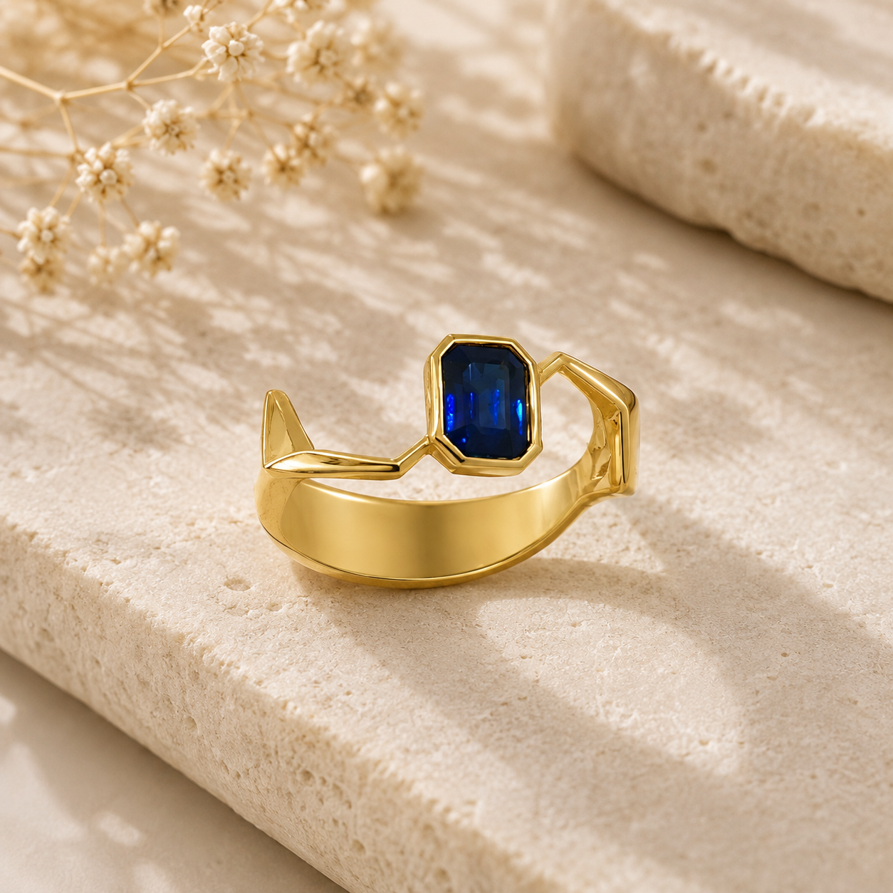 Der Ring Gelbgold 750/ooo mit einem 1,40ct Achteck Saphir ist ein elegantes Schmuckst&uuml;ck. mit einem Achteck Safir. Gr&ouml;&szlig;e ca 55.
UNIKAT

Eine evtl. anfallende Ringgr&ouml;&szlig;en &Auml;nderung ist inklusive.

Gefertigt im Atelier Kissner
Design: Carsten Kissner

Tragen Sie diesen exquisiten Ring an feierlichen Anl&auml;ssen oder als stilvolles Accessoire im Alltag. Ideal in Kombination mit passendem Goldschmuck f&uuml;r einen harmonischen Look.