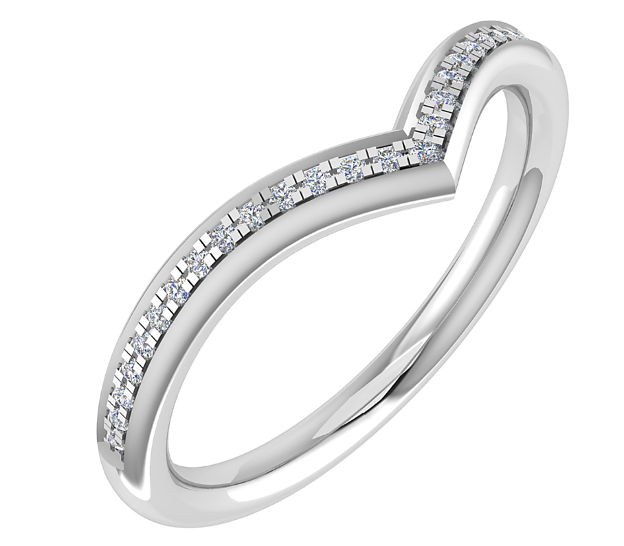 Stijlvolle 14 karaat witgouden chevron verlovingsring uit de eigen collectie van Juwelier Rijk in Amsterdam. Deze elegante verlovingsring is halfom bezet in een strakke railzetting met 0.13 ct diamanten (SI/G). Perfect te combineren als aanschuifring en te bewonderen aan de Heiligeweg 10 te Amsterdam.