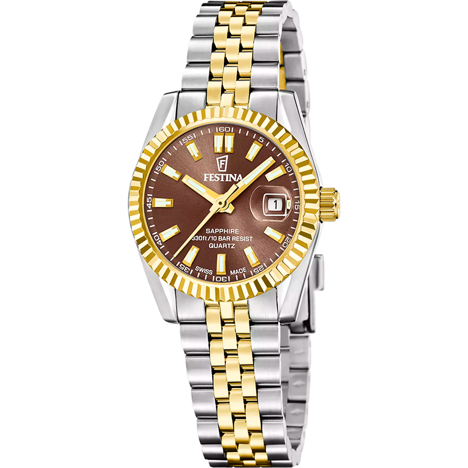 Festina - Bicolor staal dameshorloge, 100 meter WR, Saffierglas - F20088/3
