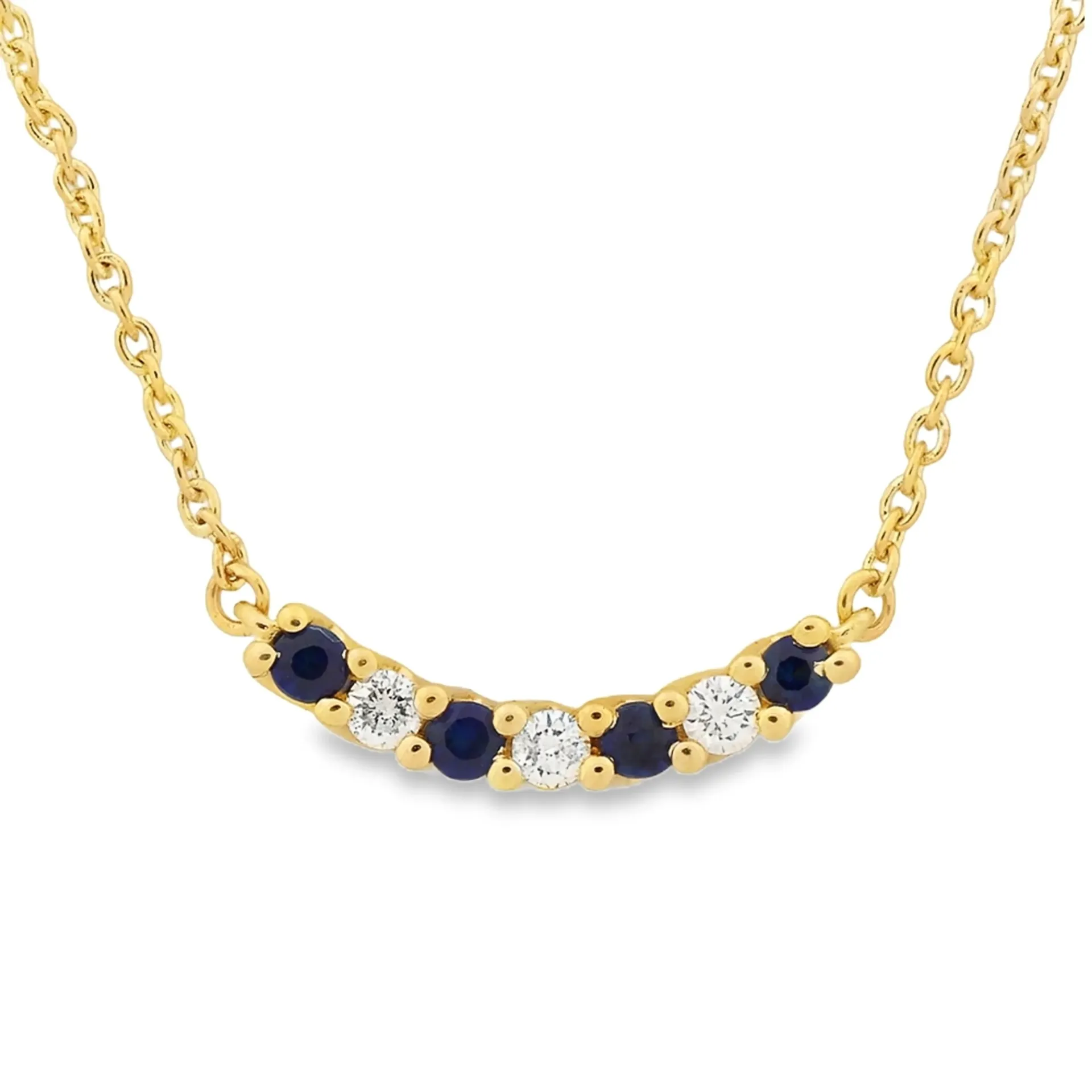 Geelgouden chovker met natuurlijk diamant en blauw saffier
