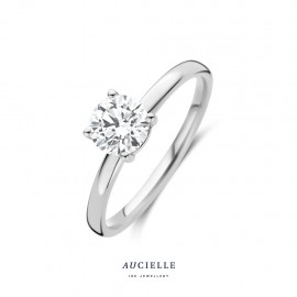 Ring in wit goud 18 k met lb diamant 0,75 ct