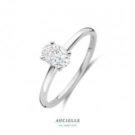 Ring in wit 18 k met lb diamant 0,50 ct 
