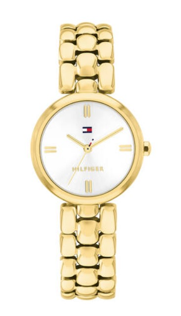 Tommy Hilfiger horloge staal met stalen band uit de Annie Collectie. 3 ATM waterdicht.
