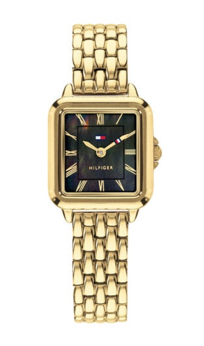 Tommy Hilfiger horloge staal met stalen band uit de Mia Collectie. 3 ATM waterdicht.