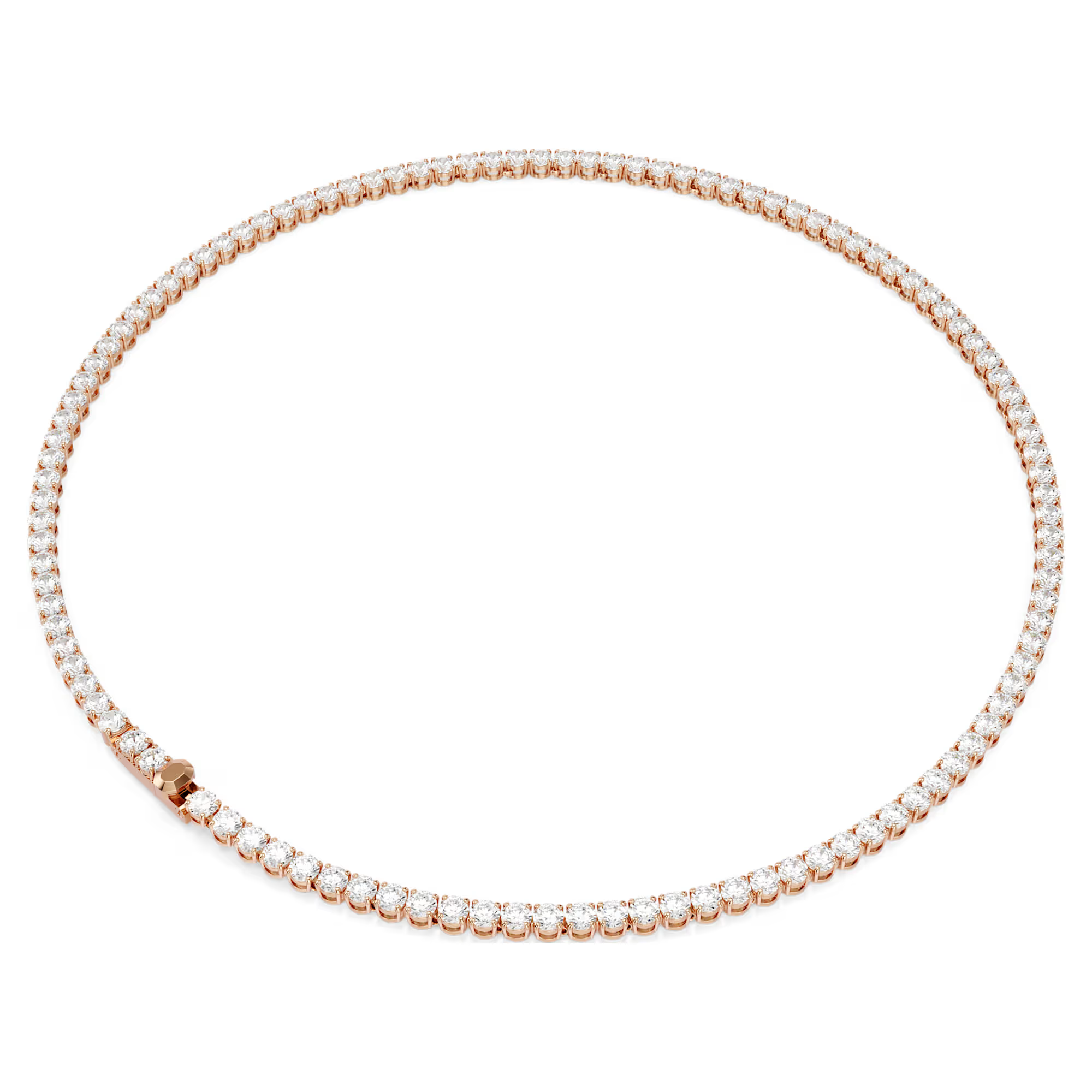 Deze ketting is een moderne versie van de iconische Matrix-tennisstijl en valt op door zijn puurheid en elegantie. Elke Swarovski Zirkonia sluit beeldschoon op de volgende aan, wat zorgt voor een eindeloze stroom van alledaagse glamour. Ge&iuml;nspireerd door de organische perfectie van de helix, is Matrix een verfijnd en elegant DNA-ontwerp dat een onverwachte vloeiendheid laat zien dankzij de grenzeloze savoir-faire van Swarovski.

Artikelnr.: 5764194
Collectie:  Matrix
Lengte: 41.5 cm
Breedte: 0.4 cm
Materiaal:  Cubic zirconia, 18k ros&eacute;gouden afwerking
Kleur:  Wit
Type sluiting:  Kliksluiting