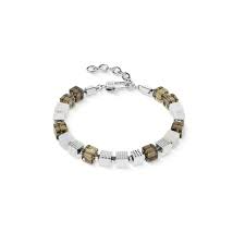 Coeur de Lion heren armband bruin-zilver; met rook kwarts en agaat