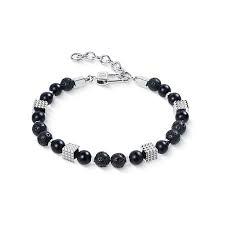 Coeur de Lion heren armband zwart; onyx, Lava en staal