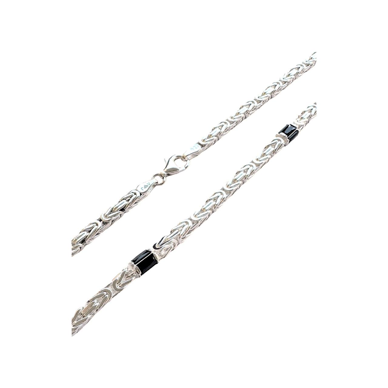 Huiscollectie - Zilveren koningsketting 4mm bezet met Onyx, 60cm - KK-BS-4-60