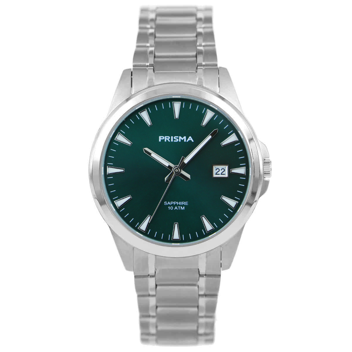 Prisma herenhorloge titanium met groene wijzerplaat en saffierglas 10 ATM 

